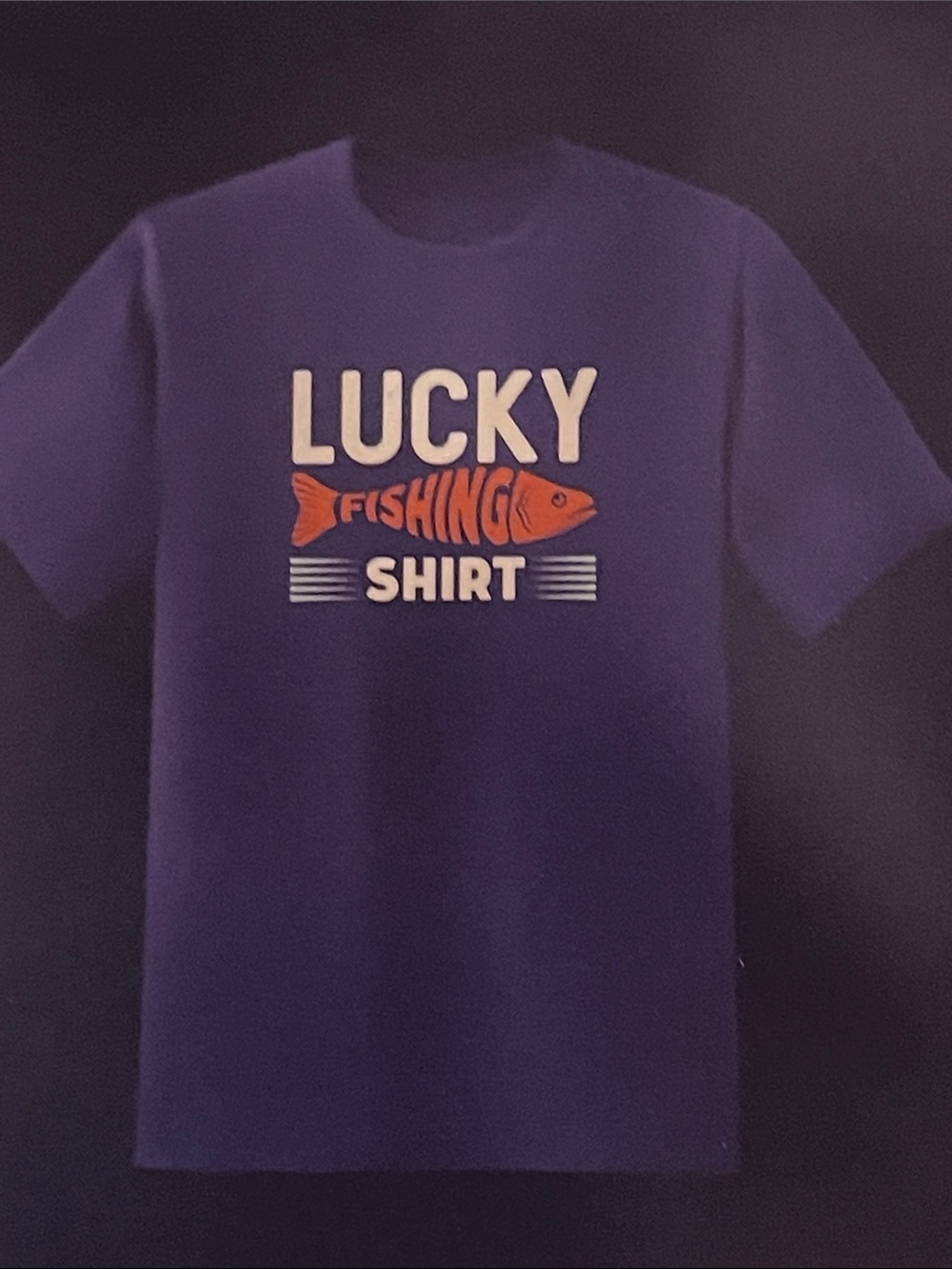 Lucky Fishing Shirt Navy Crew Neck T-Shirt with White Print